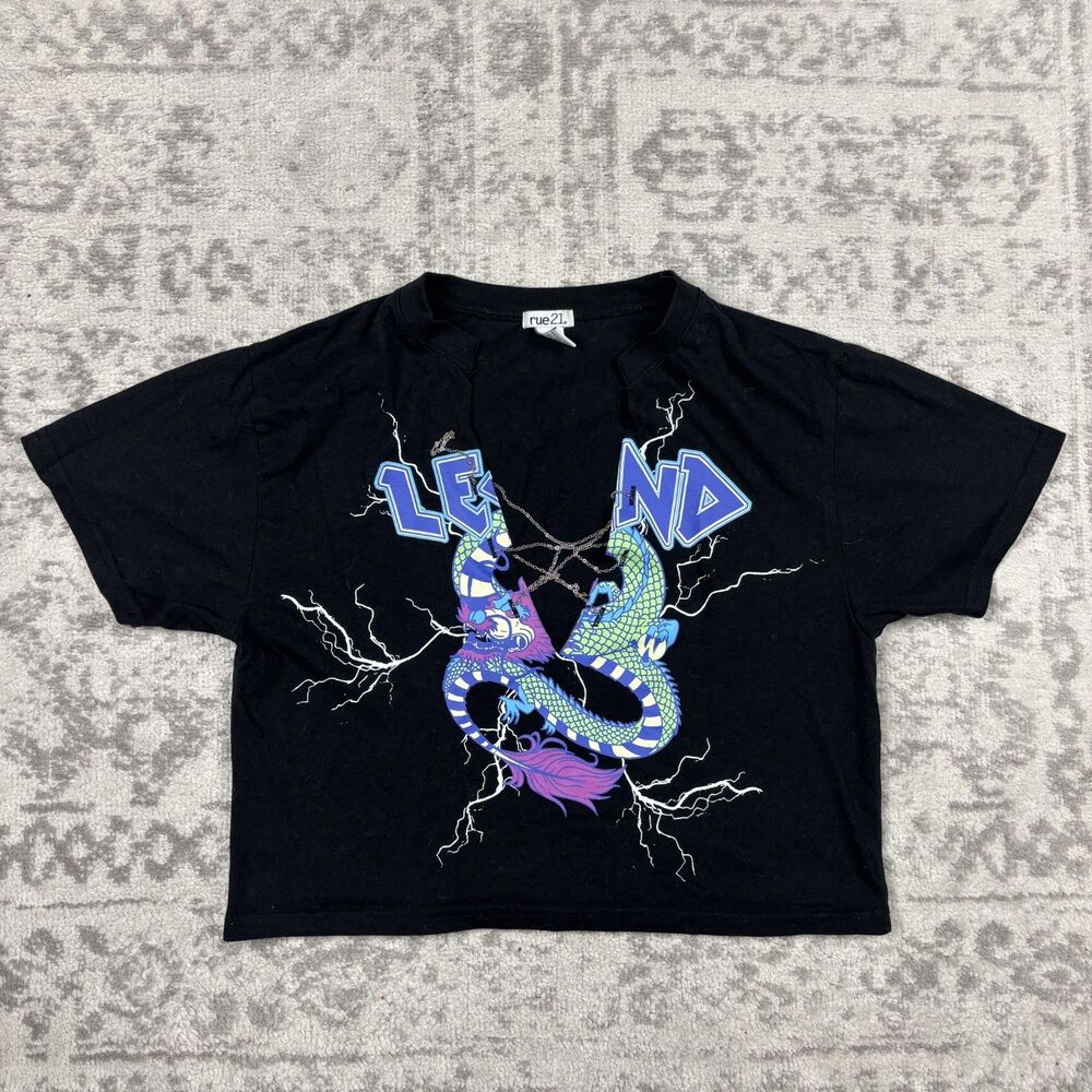 Legend Open Front Snake T Shirt Black Casual Snake Print Classic Tee Size Medium